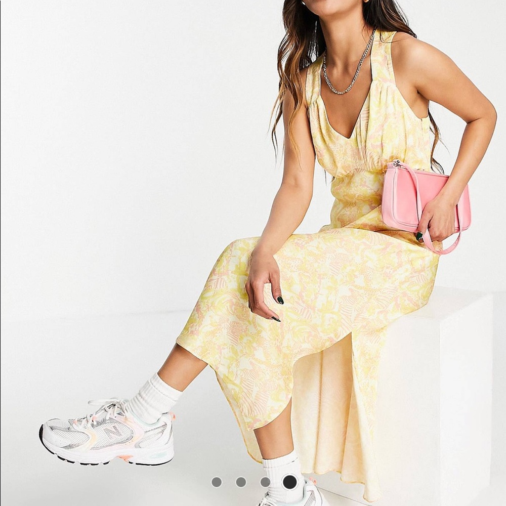 Whistles long yellow print dress